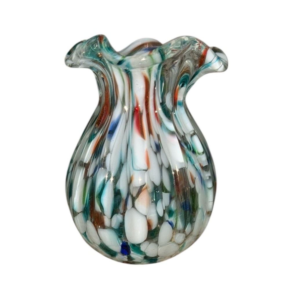 Vintage Art Glass Vase Mulitcolor Piece